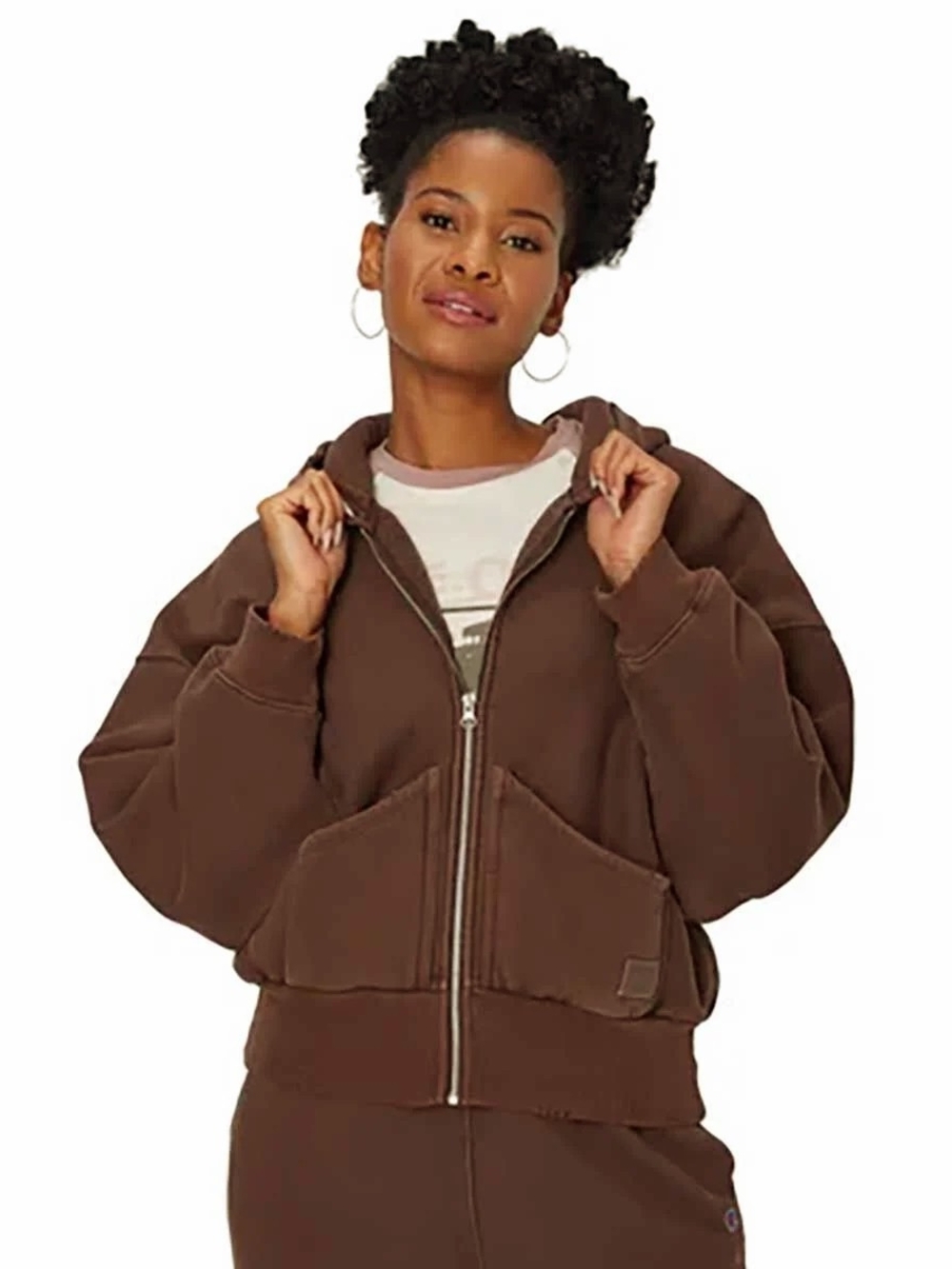 NWTS **Champion** Reverse Weave Vintage Wash  Oversized Cropped Full-Zip Hoodie.